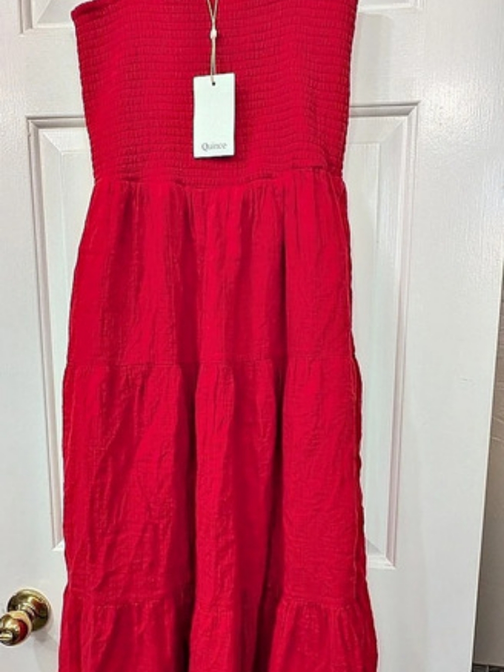 Quince Red Organic Cotton Maxi Dress Size Small NWT